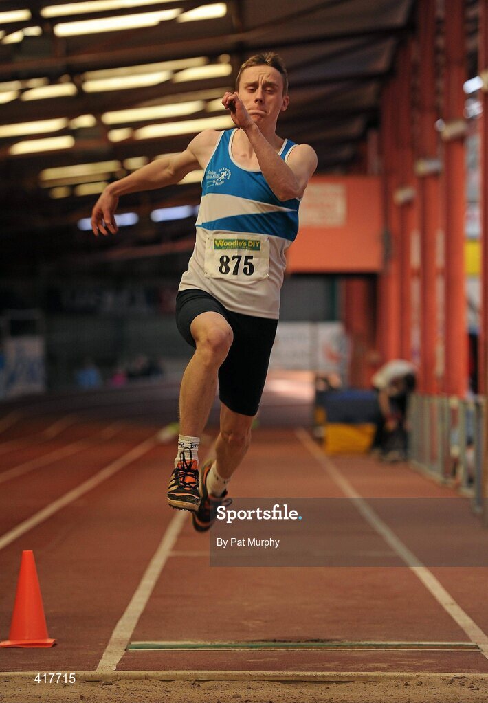 10 April 2010; Paul Byrne, from St. Laurence O'Tooles AC, during the U18 Boys Long Jump. Woodie's DIY Juvenile Indoor Championships, Nenagh Indoor Arena, Nenagh, Co. Tipperary. Picture credit: Pat Murphy / SPORTSFILE