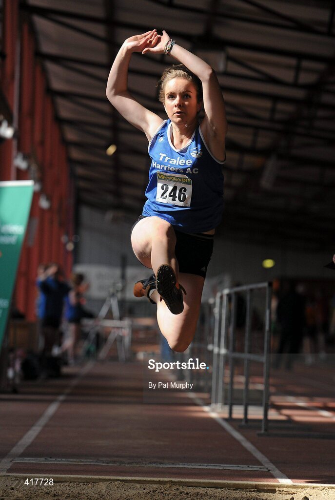 10 April 2010; Dearbhail Foley, from Tralee Harriers AC, during the U19 Girls Long Jump. Woodie's DIY Juvenile Indoor Championships, Nenagh Indoor Arena, Nenagh, Co. Tipperary. Picture credit: Pat Murphy / SPORTSFILE