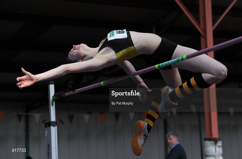 10 April 2010; Mary Kate Lanigan, from Kilkenny City Harriers AC, during the U19 Girls High Jump. Woodie's DIY Juvenile Indoor Championships, Nenagh Indoor Arena, Nenagh, Co. Tipperary. Picture credit: Pat Murphy / SPORTSFILE