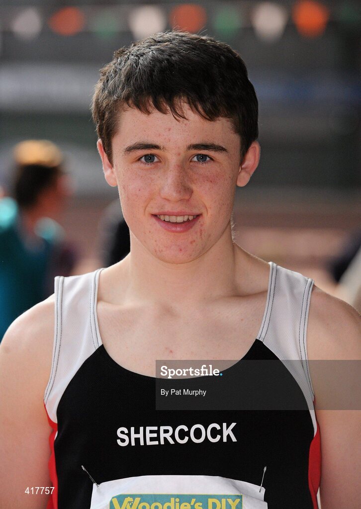 10 April 2010; James Treanor, from Shercock AC, after winning the U18 Boys 1500m Walk. Woodie's DIY Juvenile Indoor Championships, Nenagh Indoor Arena, Nenagh, Co. Tipperary. Picture credit: Pat Murphy / SPORTSFILE