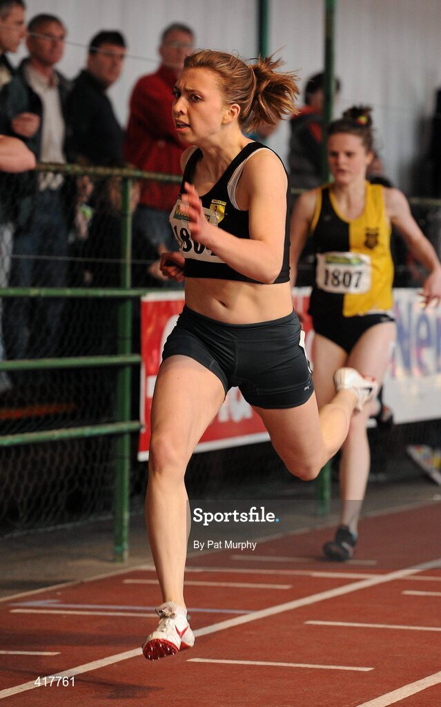10 April 2010; Claire Mooney, from Naas AC, on her way to winning the U19 Girls 200m. Woodie's DIY Juvenile Indoor Championships, Nenagh Indoor Arena, Nenagh, Co. Tipperary. Picture credit: Pat Murphy / SPORTSFILE
