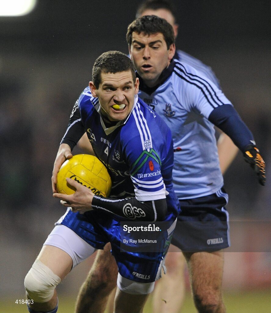 13 March 2010; Colm Greenan, Monaghan, in action against David Henry, Dublin. Allianz GAA Football National League, Division 1, Round 4, Dublin v Monaghan, Parnell Park, Dublin. Picture credit: Ray McManus / SPORTSFILE