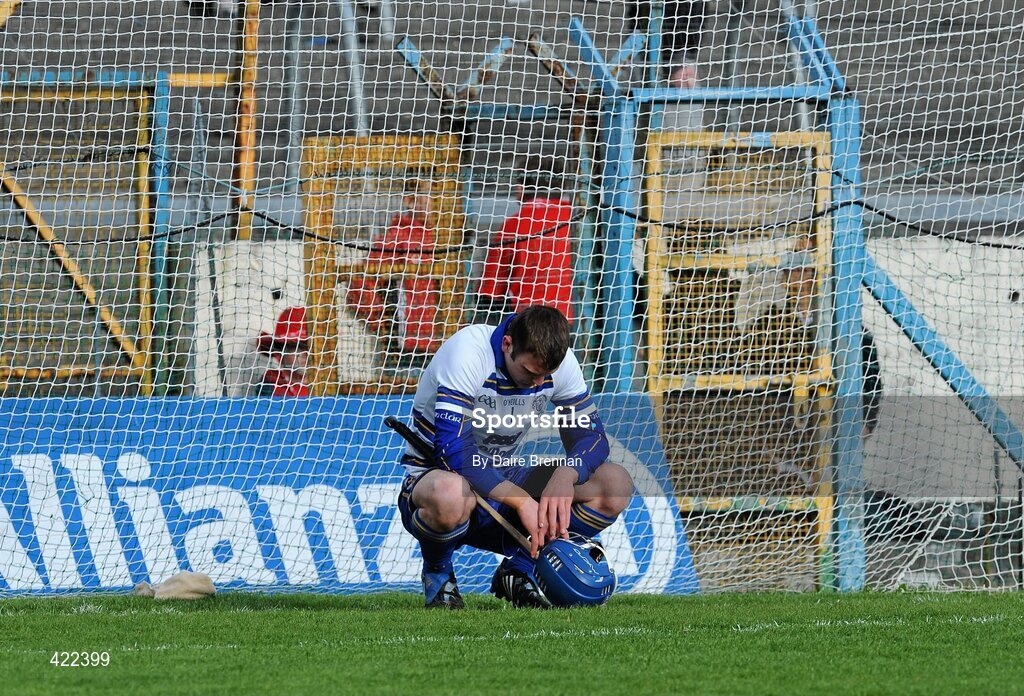 2 May 2010; A dejected Clare goalkeeper Philip Brennan after the game. Allianz GAA Hurling National League Division 2 Final, Clare v Wexford, Semple Stadium, Thurles, Co Tipperary. Picture credit: Daire Brennan / SPORTSFILE