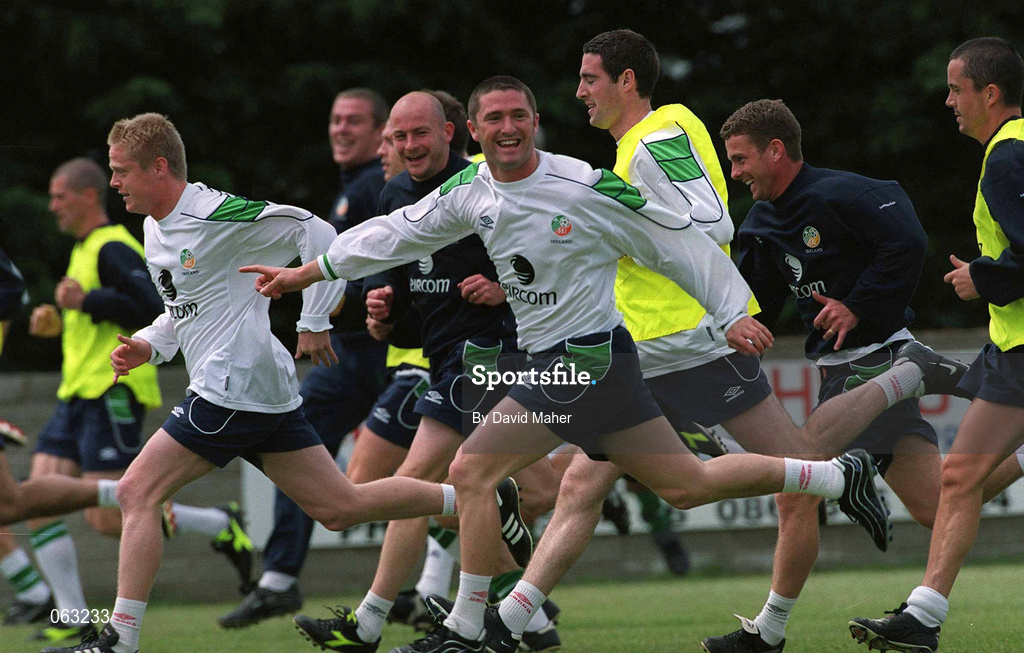 29 May 2001; Robbie Keane during a Republic of Ireland Training Session at John Hyland Park in Baldonnell, Dublin. Photo by David Maher/Sportsfile