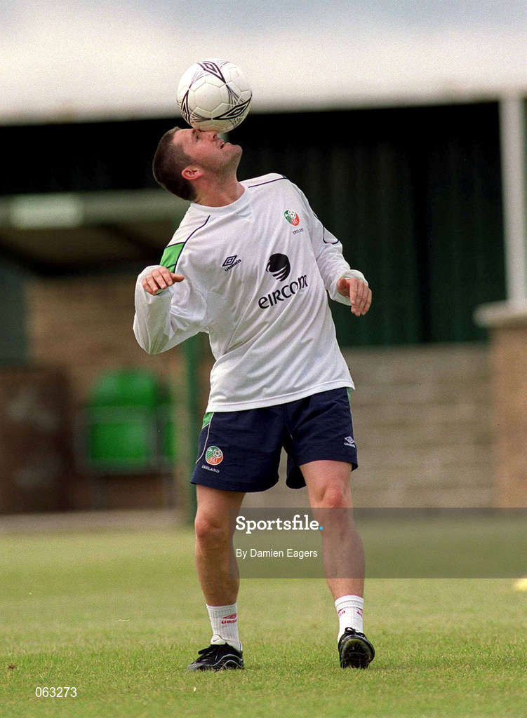 31 May 2001; Robbie Keane during a Republic of Ireland Training Session at John Hyland Park in Baldonnell, Dublin. Photo by Damien Eagers/Sportsfile