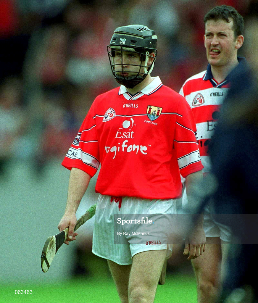 27 May 2001; Cork captain Ben O'Connor leads his team during the pre-match parade ahead of the Guinness Munster Senior Hurling Championship Quarter-Final match between Cork and Limerick at Páirc Uí Chaoimh in Cork. Photo by Ray McManus/Sportsfile