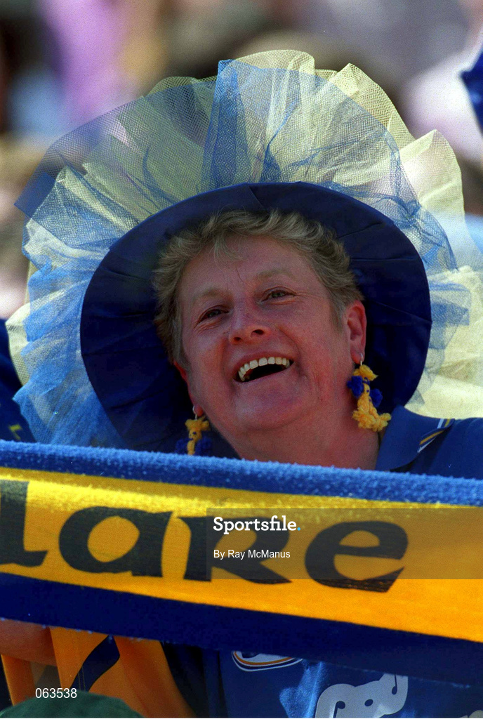3 June 2001; A Clare supporter during the Guinness Munster Senior Hurling Championship Semi-Final match between Tipperary and Clare at Páirc Uí Chaoimh in Cork. Photo by Ray McManus/Sportsfile