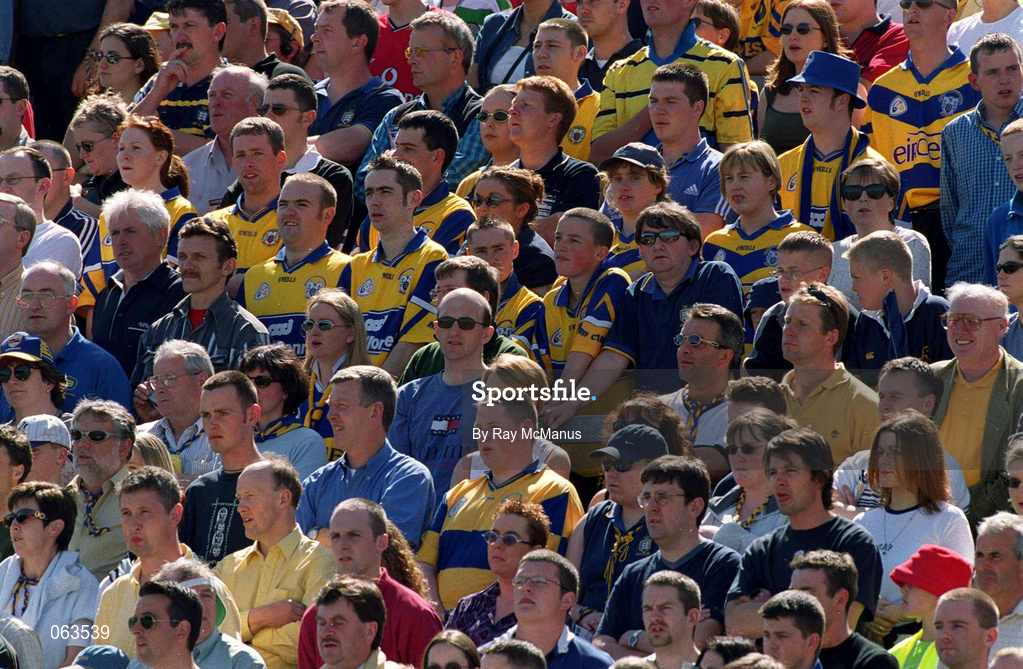 3 June 2001; Clare supporters look on during the Guinness Munster Senior Hurling Championship Semi-Final match between Tipperary and Clare at Páirc Uí Chaoimh in Cork. Photo by Ray McManus/Sportsfile