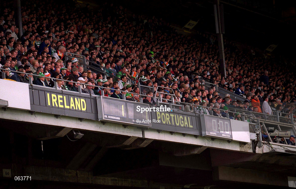 2 June 2001; A view of the scoreboard following the FIFA World Cup 2002 Group 2 Qualifier match between Republic of Ireland and Portugal at Lansdowne Road in Dublin. Photo by Aoife Rice/Sportsfile