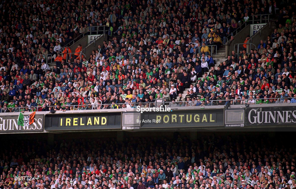 2 June 2001; A view of the scoreboard following the FIFA World Cup 2002 Group 2 Qualifier match between Republic of Ireland and Portugal at Lansdowne Road in Dublin. Photo by Aoife Rice/Sportsfile