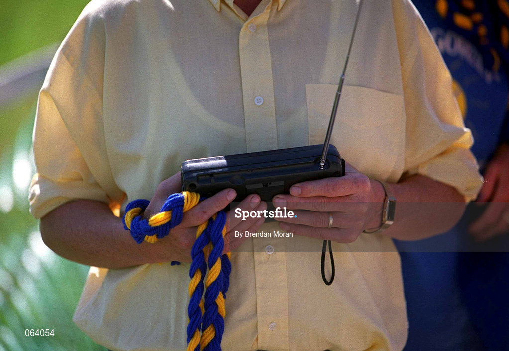 3 June 2001; A Tipperary supporter holds an FM radio ahead of the Guinness Munster Senior Hurling Championship Semi-Final match between Tipperary and Clare at Páirc Uí Chaoimh in Cork. Photo by Brendan Moran/Sportsfile