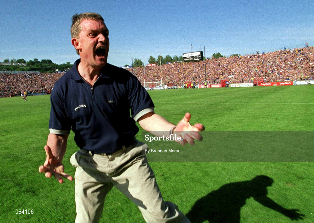 3 June 2001; Tipperary manager Nicky English celebrates at the final whistle of the Guinness Munster Senior Hurling Championship Semi-Final match between Tipperary and Clare at Páirc Uí Chaoimh in Cork. Photo by Brendan Moran/Sportsfile