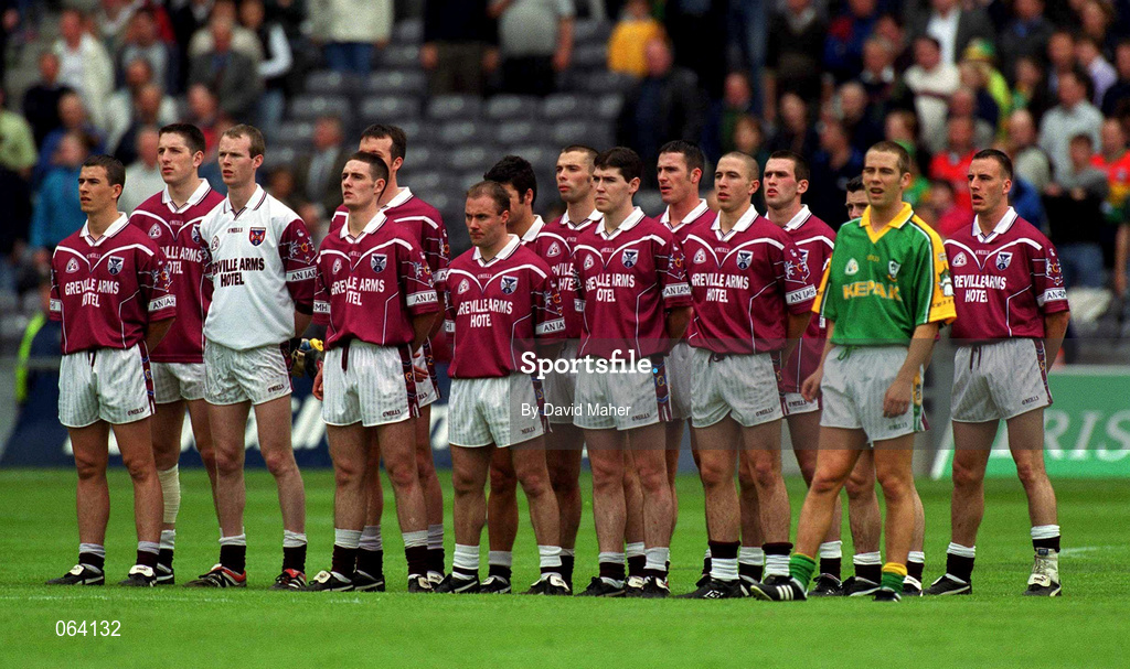 3 June 2001; The Westmeath players stand for the national anthem ahead of the Bank of Ireland Leinster Senior Football Championship Quarter-Final match between Meath and Westmeath at Croke Park in Dublin. Photo by David Maher/Sportsfile
