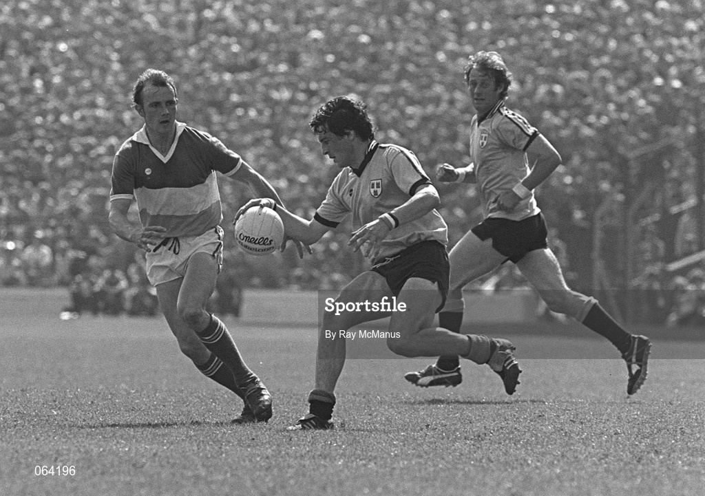 27 July 1980; PJ Buckley of Dublin in action against Aidan O'Halloran of Offaly during the Leinster Senior Football Championship Final match between Dublin and Offaly at Croke Park in Dublin. Photo by Ray McManus/Sportsfile