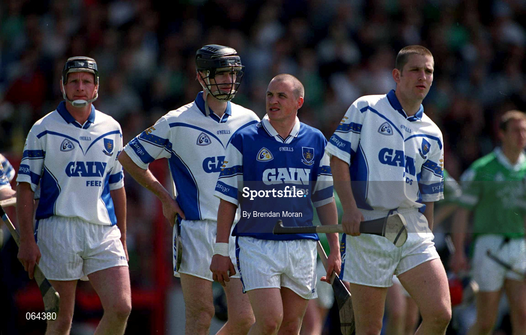 10 June 2001; Waterford goalkeeper Brendan Landers looks to the Waterford fans during the pre-match parade ahead of the Guinness Munster Senior Hurling Championship Semi-Final match between Limerick and Waterford at Páirc Uí Chaoimh in Cork. Photo by Brendan Moran/Sportsfile