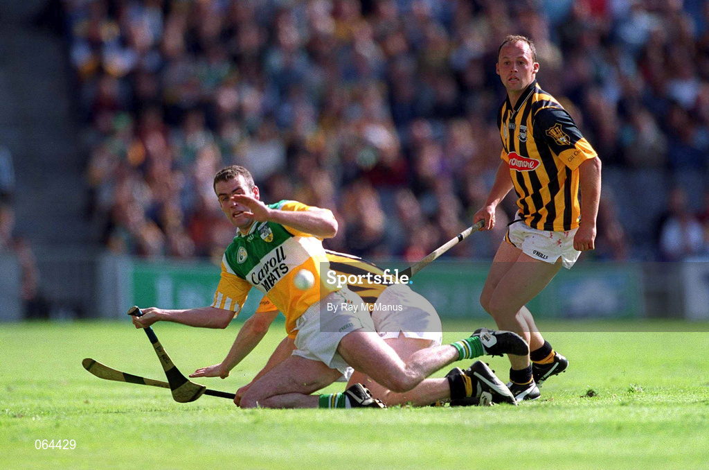 10 June 2001; Kevin Martin of Offaly in action against Andy Comerford of Kilkenny during the Guinness Leinster Senior Hurling Championship Semi-Final match between Kilkenny and Offaly at Croke Park in Dublin. Photo by Ray McManus/Sportsfile
