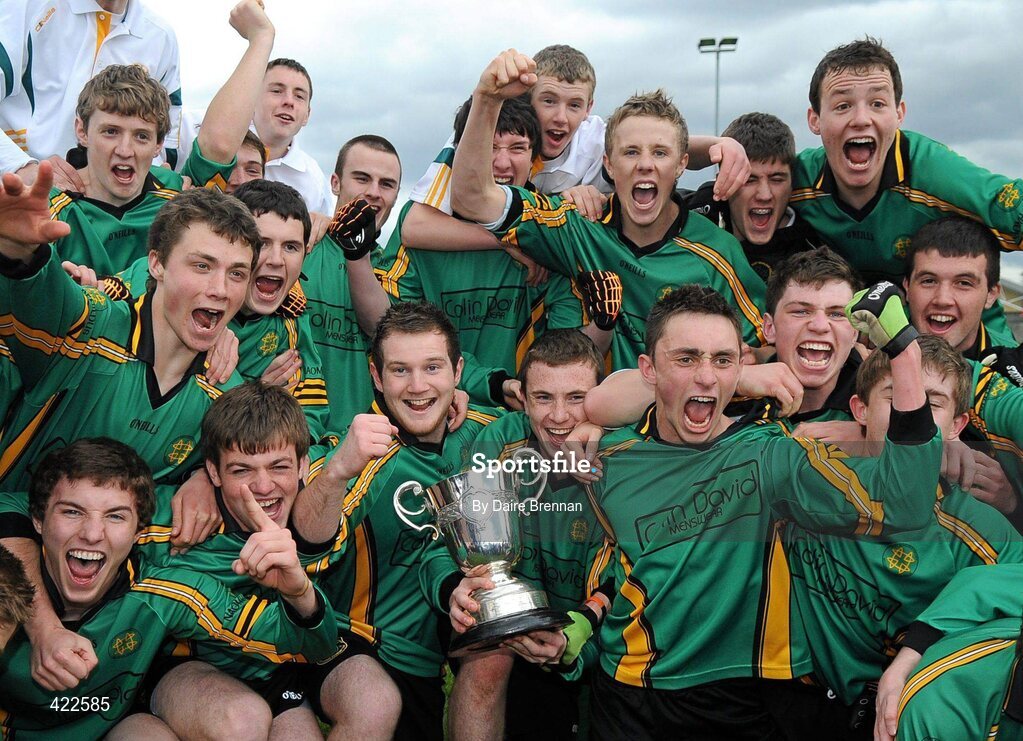 4 May 2010; St Benildus College players celebrate with the cup after the game. Dublin School Senior Football A Final, St Benildus College v Colaiste Eoin, O'Toole Park, Crumlin, Dublin. Picture credit: Dàire Brennan / SPORTSFILE