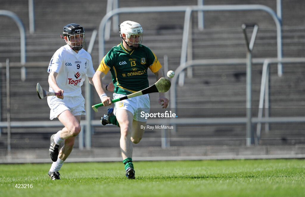 8 May 2010; Barry Shevlin, Meath, in action against David Carter, Kildare. Christy Ring Cup, Round 1, Meath v Kildare, Pairc Tailteann, Navan, Co. Meath. Picture credit: Ray McManus / SPORTSFILE