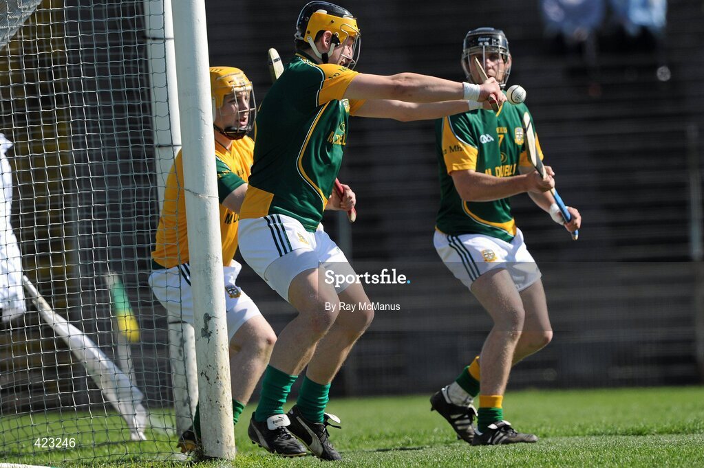 8 May 2010; Paul Fagan, Meath, stops a penalty for Kildare early in the second-half. Christy Ring Cup, Round 1, Meath v Kildare, Pairc Tailteann, Navan, Co. Meath. Picture credit: Ray McManus / SPORTSFILE