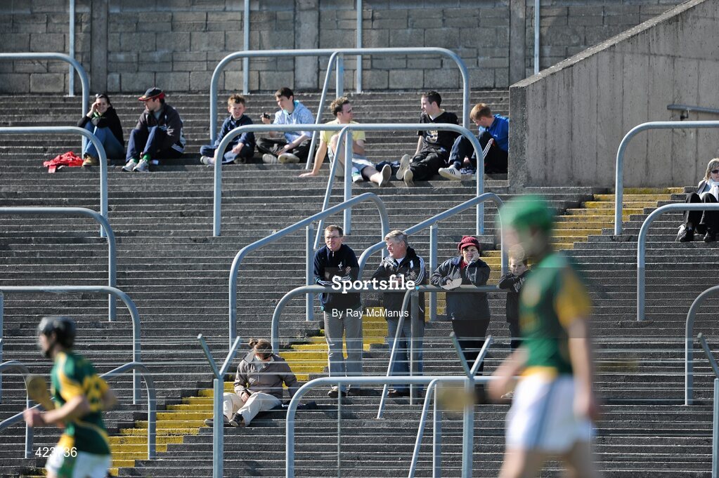 8 May 2010; A small section of supporters watch the game. Christy Ring Cup, Round 1, Meath v Kildare, Pairc Tailteann, Navan, Co. Meath. Picture credit: Ray McManus / SPORTSFILE