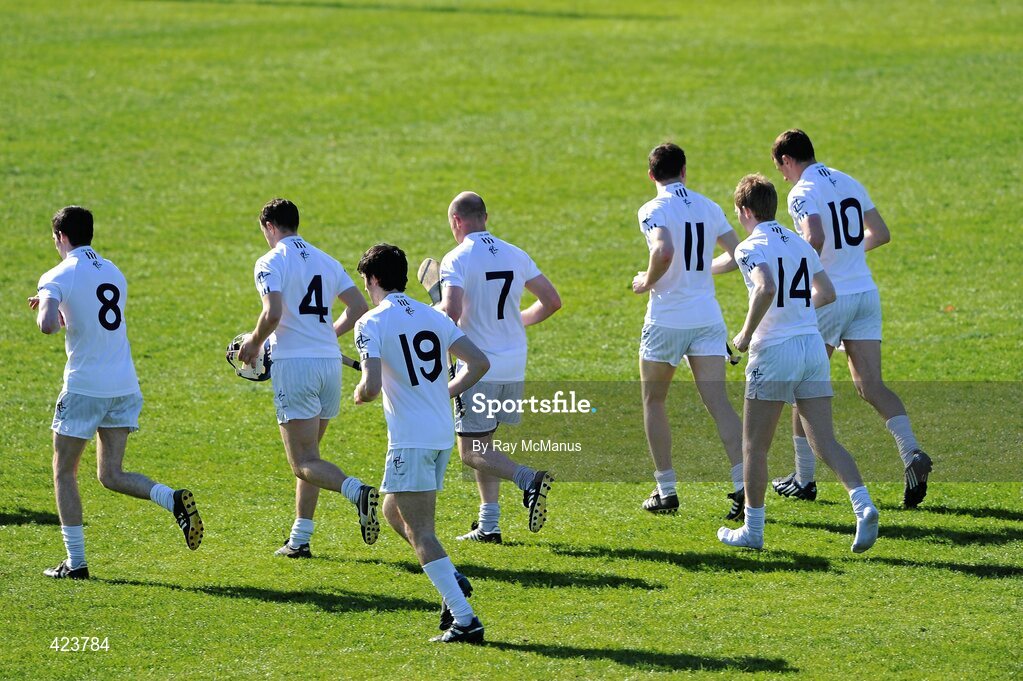 8 May 2010; The Kildare players warm down after the game. Christy Ring Cup, Round 1, Meath v Kildare, Pairc Tailteann, Navan, Co. Meath. Picture credit: Ray McManus / SPORTSFILE
