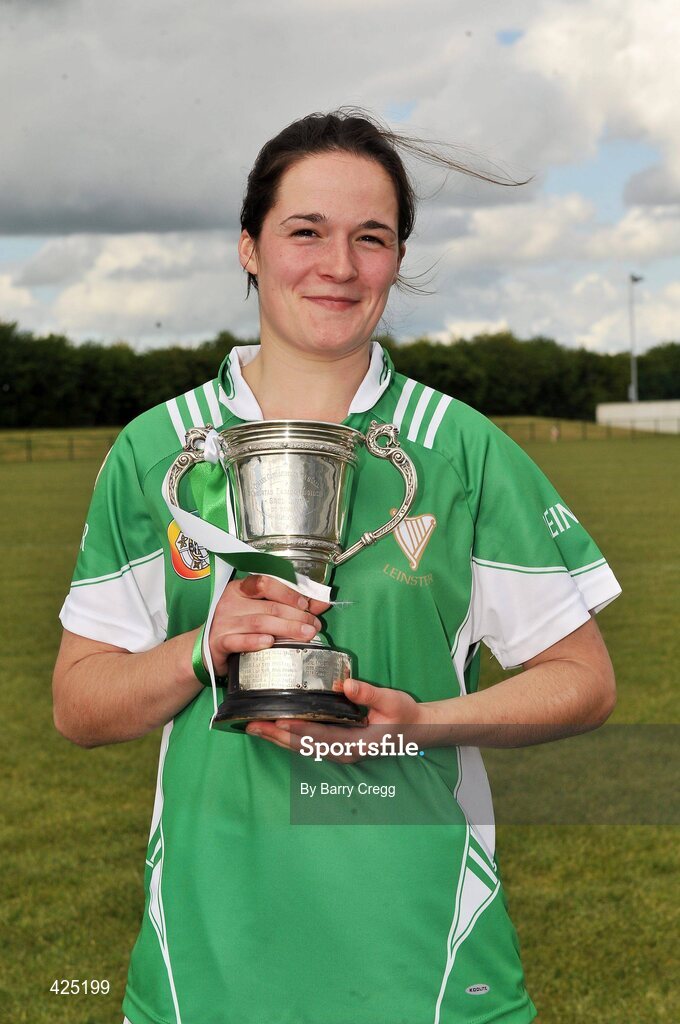 16 May 2010; Ann Dalton, Leinster, celebrates with the Provincial Cup. 2010 Gael Linn Senior Inter-Provincial Championship Camogie Final, Munster v Leinster, Trim GAA Club, Trim, Co. Meath. Picture credit: Barry Cregg / SPORTSFILE