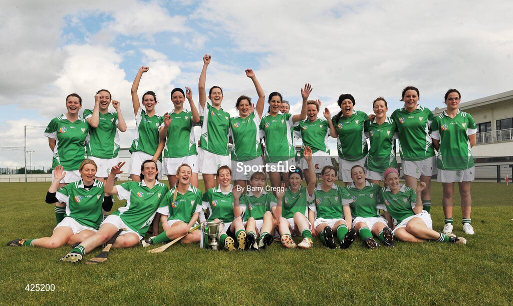16 May 2010; The Leinster team celebrate with the Provincial Cup. 2010 Gael Linn Senior Inter-Provincial Championship Camogie Final, Munster v Leinster, Trim GAA Club, Trim, Co. Meath. Picture credit: Barry Cregg / SPORTSFILE