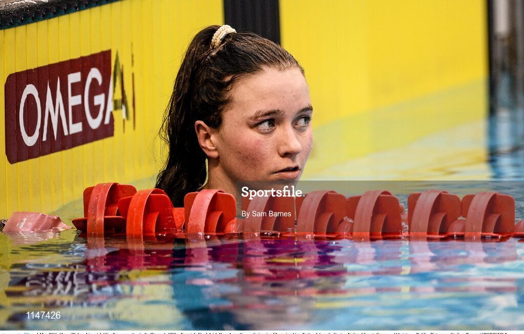 1 May 2016; Shona Hickey, Limerick SC, after competing in the Women's 1500m Freestyle Final. Irish Open Long Course Swimming Championships, National Aquatic Centre, National Sports Campus, Abbotstown, Dublin. Picture credit: Sam Barnes / SPORTSFILE