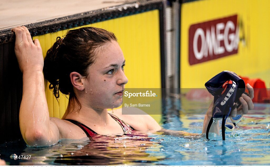 1 May 2016; Katie Baguley, Glenalbyn SC, after competing in the Women's 1500m Freestyle Final. Irish Open Long Course Swimming Championships, National Aquatic Centre, National Sports Campus, Abbotstown, Dublin. Picture credit: Sam Barnes / SPORTSFILE