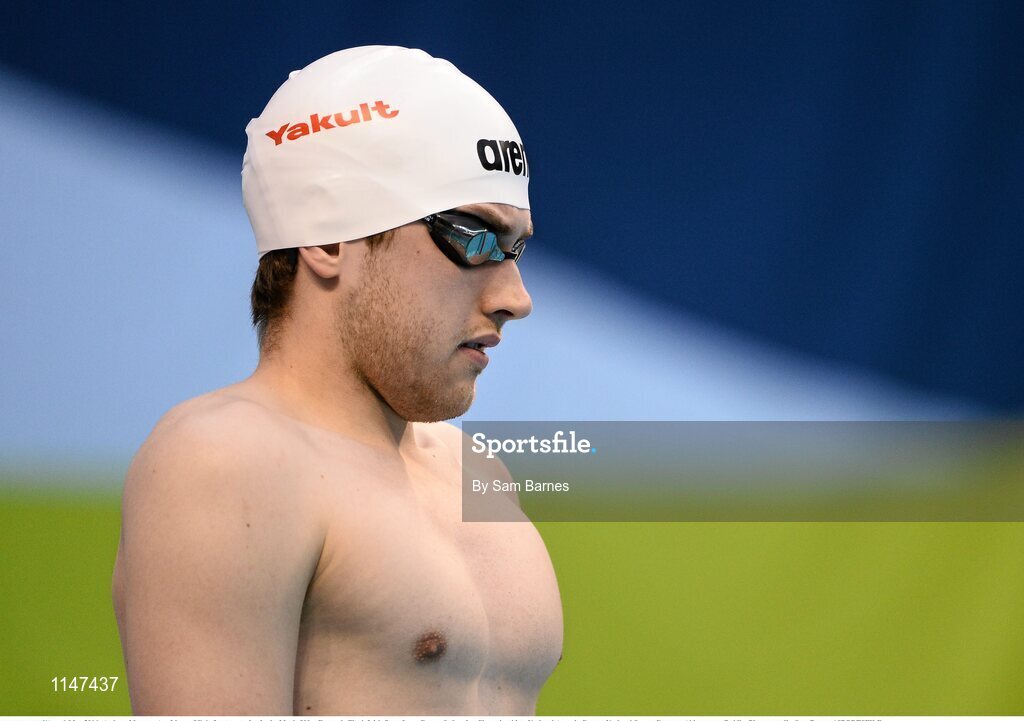 1 May 2016; Andrew Meegan, Aer Lingus SC, before competing in the Men's 800m Freestyle Final. Irish Open Long Course Swimming Championships, National Aquatic Centre, National Sports Campus, Abbotstown, Dublin. Picture credit: Sam Barnes / SPORTSFILE