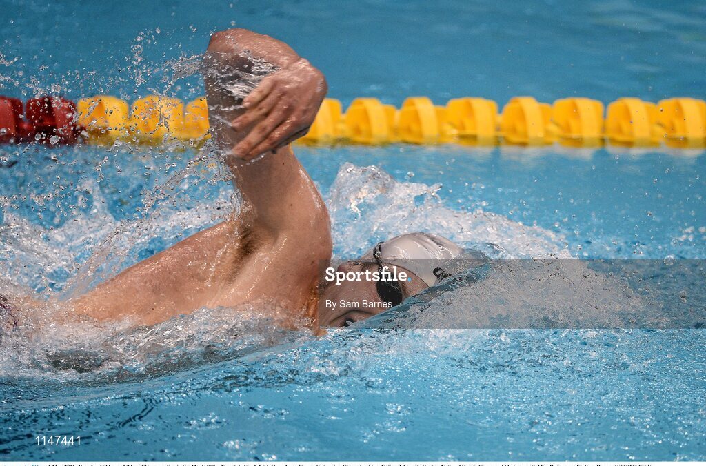 1 May 2016; Brendan Gibbons, Athlone SC, competing in the Men's 800m Freestyle Final. Irish Open Long Course Swimming Championships, National Aquatic Centre, National Sports Campus, Abbotstown, Dublin. Picture credit: Sam Barnes / SPORTSFILE