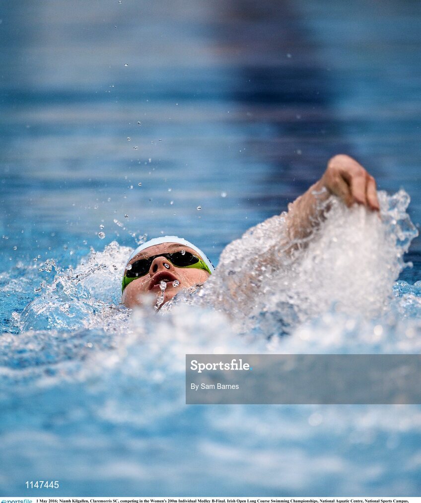 1 May 2016; Niamh Kilgallen, Claremorris SC, competing in the Women's 200m Individual Medley B-Final. Irish Open Long Course Swimming Championships, National Aquatic Centre, National Sports Campus, Abbotstown, Dublin. Picture credit: Sam Barnes / SPORTSFILE