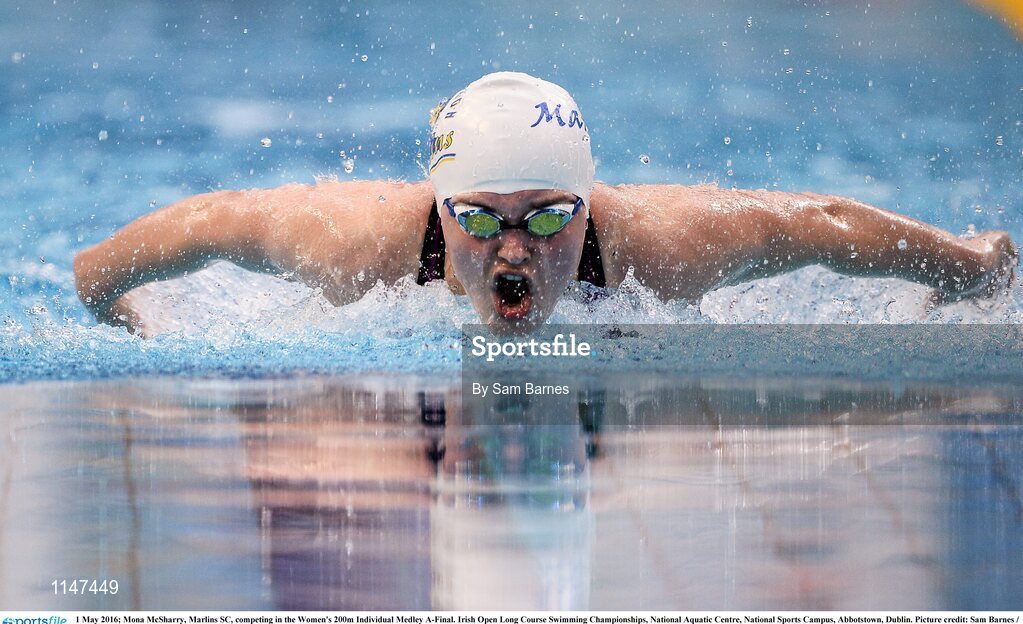 1 May 2016; Mona McSharry, Marlins SC, competing in the Women's 200m Individual Medley A-Final. Irish Open Long Course Swimming Championships, National Aquatic Centre, National Sports Campus, Abbotstown, Dublin. Picture credit: Sam Barnes / SPORTSFILE