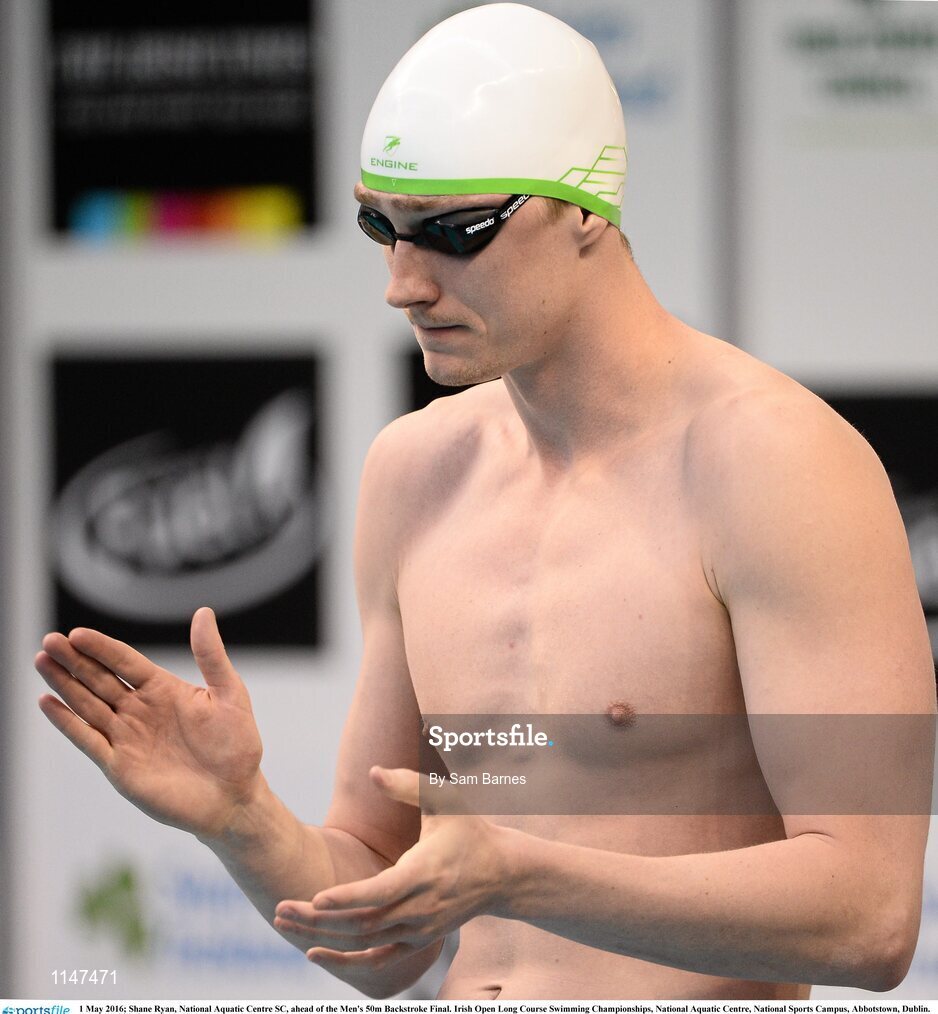 1 May 2016; Shane Ryan, National Aquatic Centre SC, ahead of the Men's 50m Backstroke Final. Irish Open Long Course Swimming Championships, National Aquatic Centre, National Sports Campus, Abbotstown, Dublin. Picture credit: Sam Barnes / SPORTSFILE