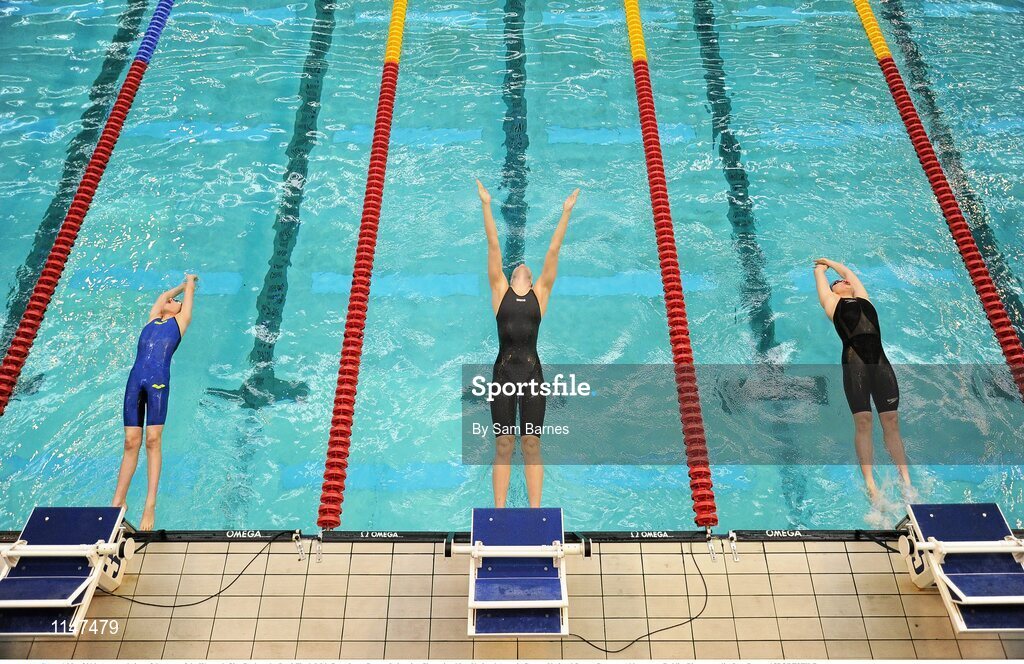 1 May 2016; A general view of the start of the Women's 50m Backstroke Semi-Final. Irish Open Long Course Swimming Championships, National Aquatic Centre, National Sports Campus, Abbotstown, Dublin. Picture credit: Sam Barnes / SPORTSFILE