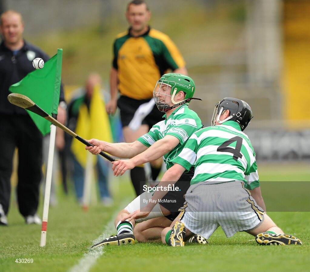 29 May 2010; Paddy Ward, Lucan Sarsfields, in action against Mick Dobbs, Shamrocks. Leinster GAA Club Hurling League Division 2 Final, Shamrocks, Wexford, v Lucan Sarsfields, Dublin, Nowlan Park, Kilkenny. Picture credit: Ray McManus / SPORTSFILE