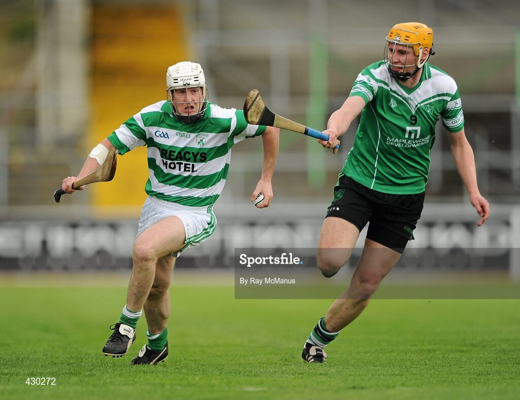 29 May 2010; Harry Goff, Shamrocks, in action against Tommy Somers, Lucan Sarsfields. Leinster Club league final, Shamrocks v Lucan Sarsfields, Nowlan Park, Kilkenny. Picture credit: Ray McManus / SPORTSFILE