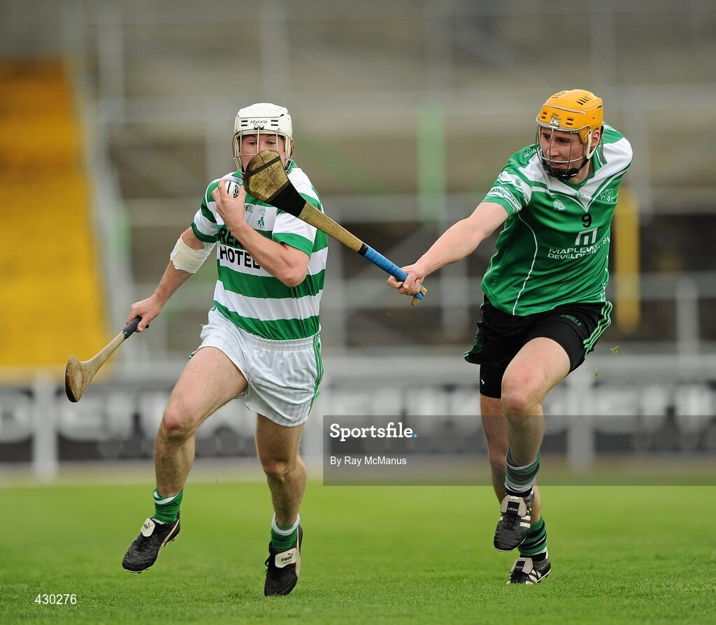 29 May 2010; Harry Goff, Shamrocks, in action against Tommy Somers, Lucan Sarsfields. Leinster Club league final, Shamrocks v Lucan Sarsfields, Nowlan Park, Kilkenny. Picture credit: Ray McManus / SPORTSFILE