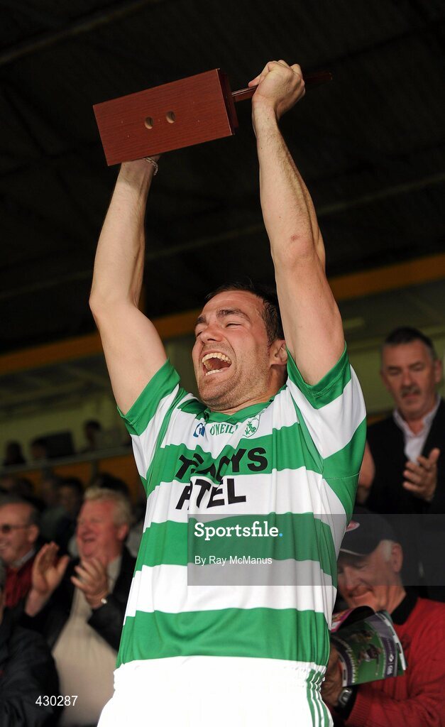 29 May 2010; The Shamrocks captain Mick Weafer lifts the trophy. Leinster GAA Club Hurling League Division 2 Final, Shamrocks, Wexford, v Lucan Sarsfields, Dublin, Nowlan Park, Kilkenny. Picture credit: Ray McManus / SPORTSFILE