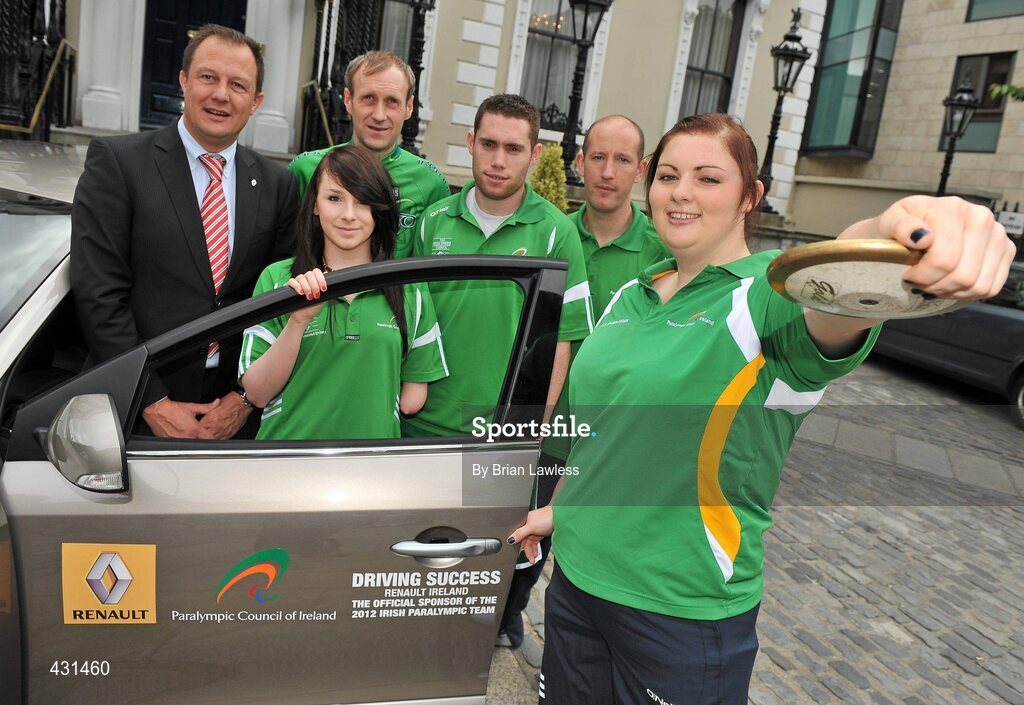 2 June 2010; The Paralympic Council of Ireland today announced Renault Ireland as one of the official sponsors of the 2012 Irish Paralympic team. This historic partnership agreement sees Renualt Ireland becoming the title sponsor of the Team 2012 Training Camps Programme. At the announcement is Eric Basset, MD of Renault Ireland, with Beijing Paralympians, from left, Ellen Keane, from Dublin, swimming, Michael Delaney, from Dublin, cycling, Double Paralympic Gold Medalist 100m & 200m Beijing 2008, Double World Record Holder at 100m & 200m, Jason Smyth, from Derry, Aidan Brennan, Captain Irish Paralympic 7-a-side football team, from Dublin, and Orla Barry, from Cork, athletics. Mansion House, Dawson Street, Dublin. Picture credit: Brian Lawless / SPORTSFILE