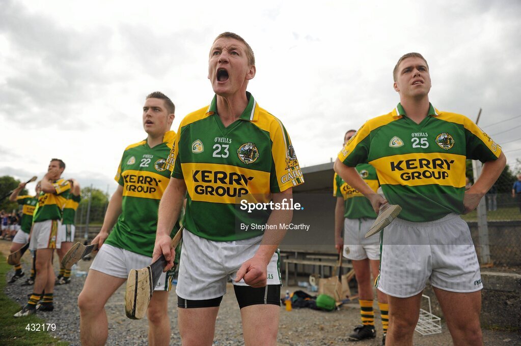 5 June 2010; Kerry substitutes, from left, Ronan Kenny, James McCarthy and Niall Young urge on their team-mates during the final minutes. Christy Ring Cup Semi-Final, Kerry v Wicklow, McDonagh Park, Nenagh, Co. Tipperary. Picture credit: Stephen McCarthy / SPORTSFILE