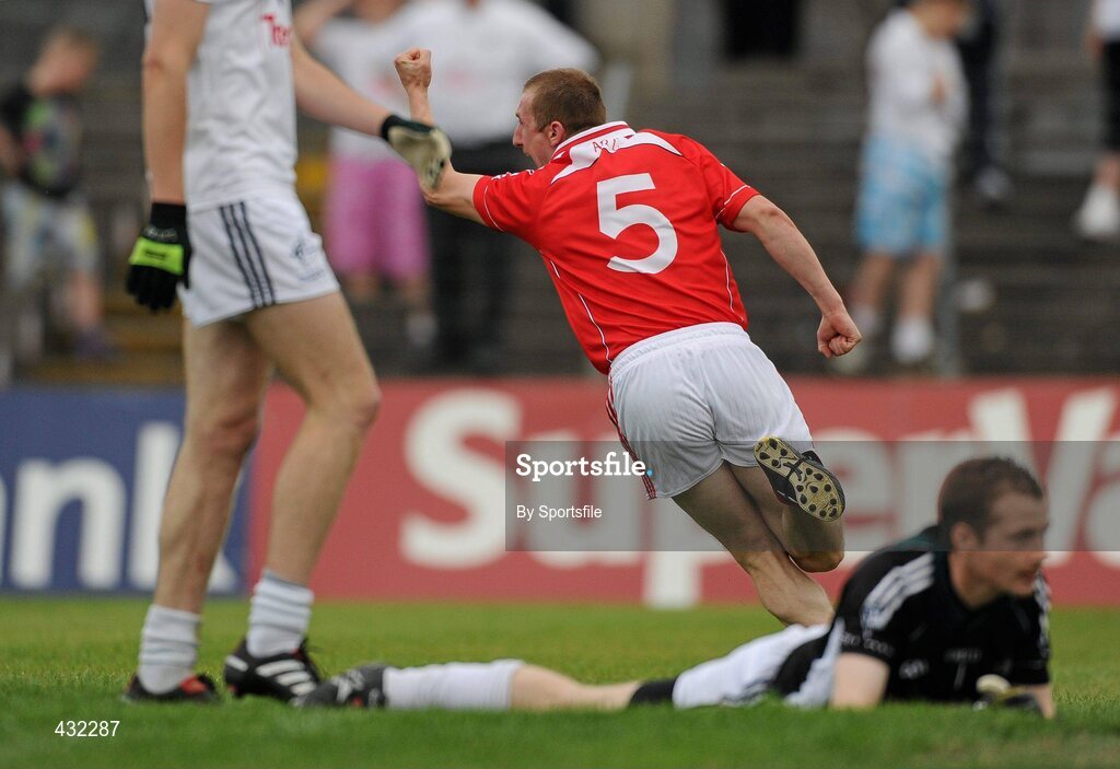 5 June 2010; Ray Finnegan, Louth, celebrates after scoring his side's first goal. Leinster GAA Football Senior Championship Quarter-Final, Louth v Kildare, Pairc Tailteann, Navan, Co. Meath. Photo by Sportsfile