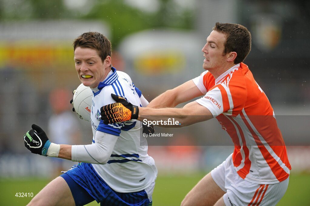 6 June 2010; Conor McManus, Monaghan, in action against Brendan Donaghy, Armagh. Ulster GAA Football Senior Championship Quarter-Final, Monaghan v Armagh, Casement Park, Belfast, Co. Antrim. Picture credit: David Maher / SPORTSFILE