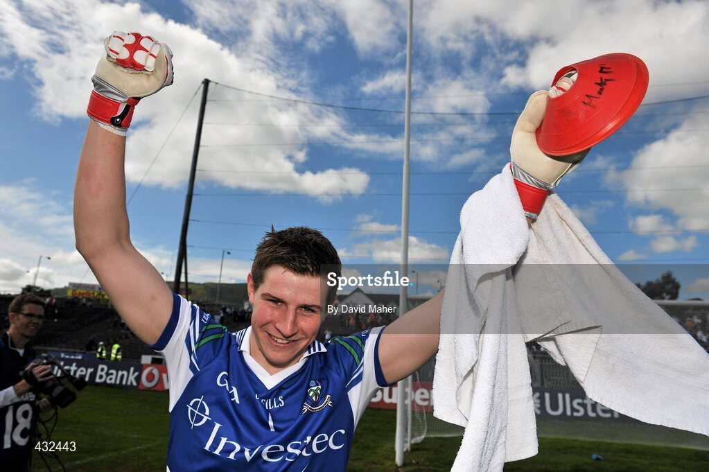 6 June 2010; Monaghan goalkeeper Darren Hughes celebrates at the end of the game. Ulster GAA Football Senior Championship Quarter-Final, Monaghan v Armagh, Casement Park, Belfast, Co. Antrim. Picture credit: David Maher / SPORTSFILE