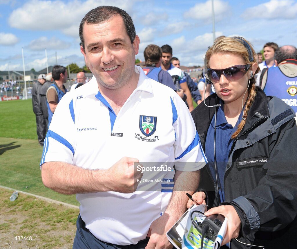 6 June 2010; Monaghan manager Seamus McEnaney, celebrates after the game. Ulster GAA Football Senior Championship Quarter-Final, Monaghan v Armagh, Casement Park, Belfast, Co. Antrim. Picture credit: Oliver McVeigh / SPORTSFILE
