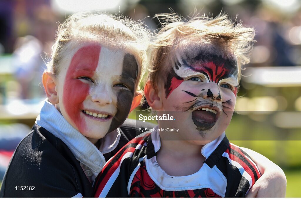 8 May 2016; Wicklow supporters Fianna Armstrong, age 5, and her brother Max, age 2, ahead of the game. Bank of Ireland Provincial Towns Cup, Final, Enniscorthy RFC v Wicklow RFC. Ashbourne RFC, Ashbourne, Co. Meath. Picture credit: Stephen McCarthy / SPORTSFILE