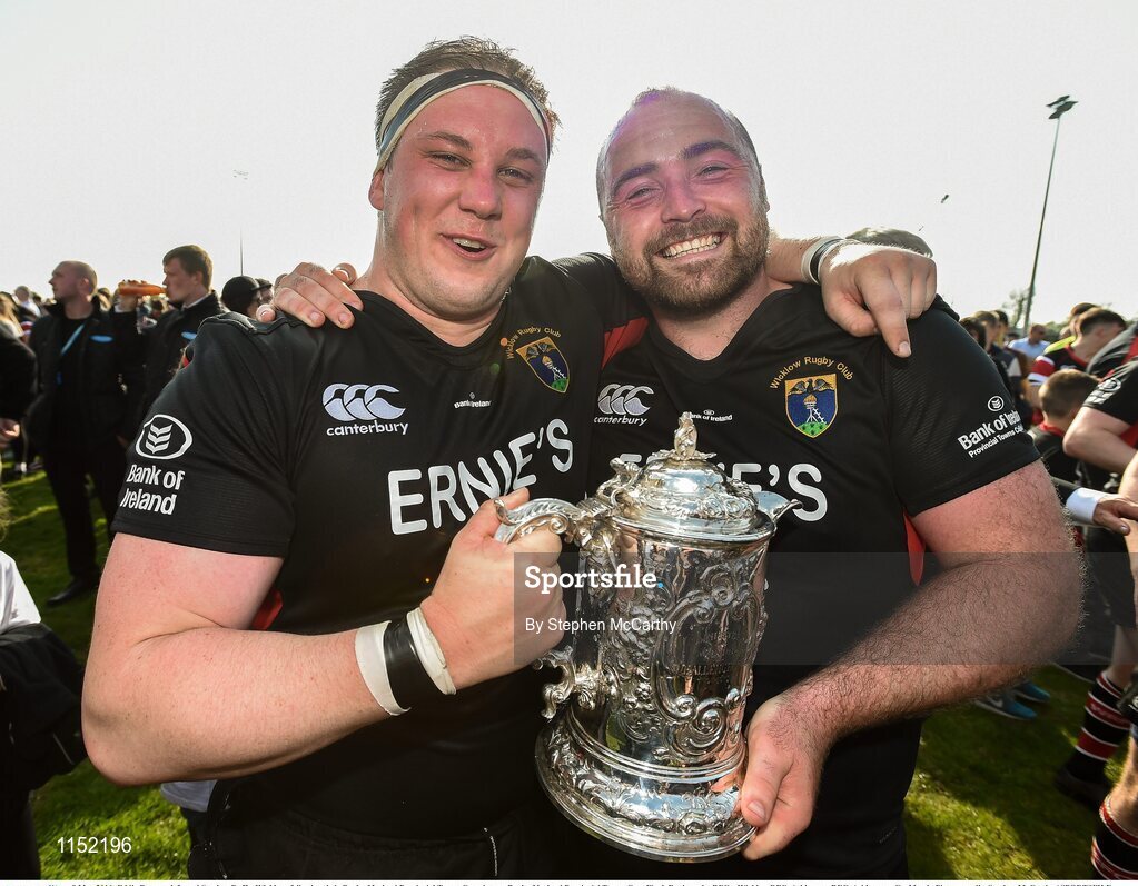 8 May 2016; Eddie Downes, left, and Stephen Duffy, Wicklow, following their Bank of Ireland Provincial Towns Cup victory. Bank of Ireland Provincial Towns Cup, Final, Enniscorthy RFC v Wicklow RFC. Ashbourne RFC, Ashbourne, Co. Meath. Picture credit: Stephen McCarthy / SPORTSFILE
