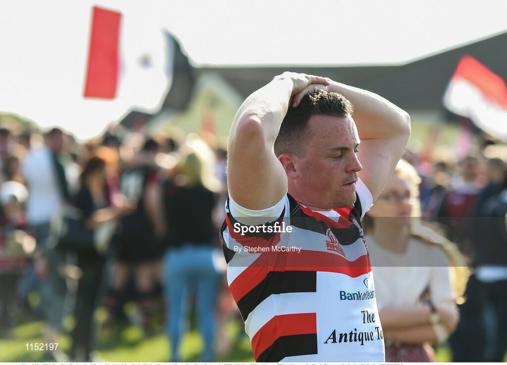 8 May 2016; Evan Lett, Enniscorthy, following his side's defeat. Bank of Ireland Provincial Towns Cup, Final, Enniscorthy RFC v Wicklow RFC. Ashbourne RFC, Ashbourne, Co. Meath. Picture credit: Stephen McCarthy / SPORTSFILE