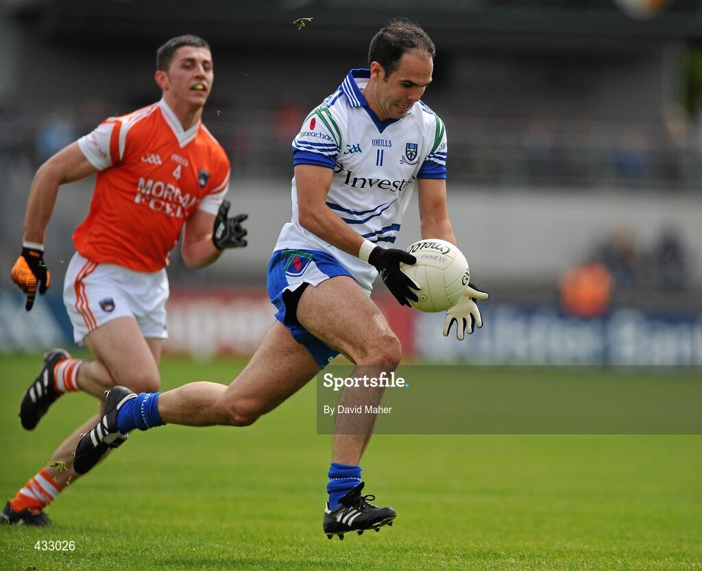 6 June 2010; Paul Finlay, Monaghan, in action against Vincent Martin, Armagh. Ulster GAA Football Senior Championship Quarter-Final, Monaghan v Armagh, Casement Park, Belfast, Co. Antrim. Picture credit: David Maher / SPORTSFILE