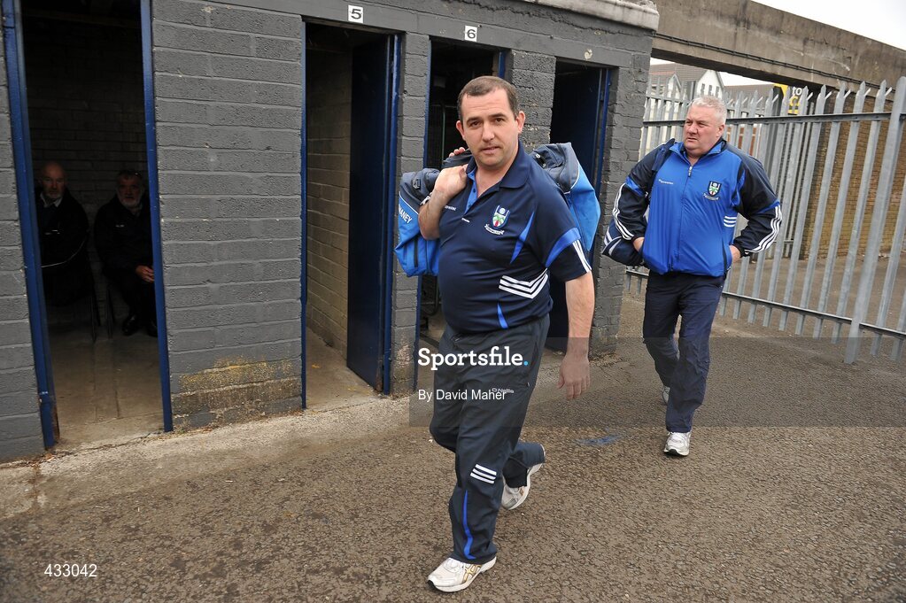 6 June 2010; Monaghan manager Seamus McEnaney and selector Paul Grimley arriving at Casement Park ahead of the game. Ulster GAA Football Senior Championship Quarter-Final, Monaghan v Armagh, Casement Park, Belfast, Co. Antrim. Picture credit: David Maher / SPORTSFILE